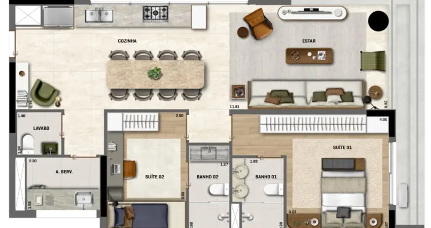 Apartamentos de 2 suítes e 1 vaga determinadas - cerqueira cezar - jardins