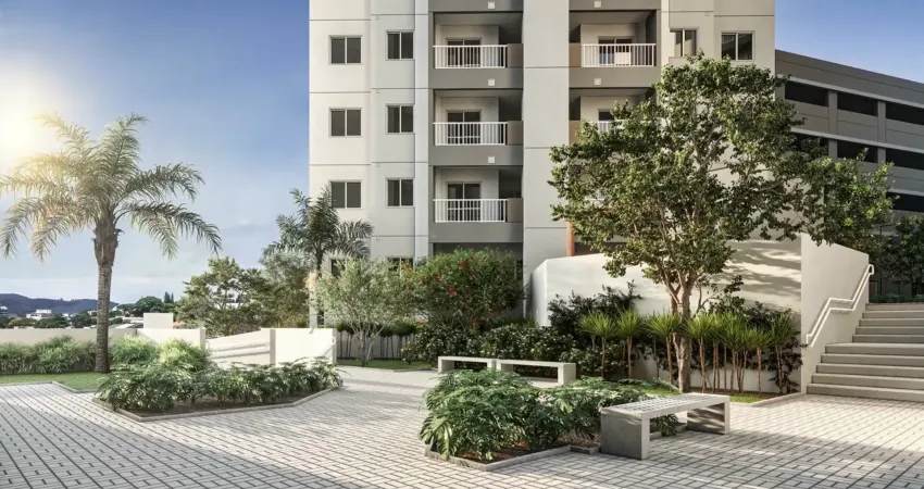 Apartamentos de 2 dorms. (37m² a 49m²), opções c/ suíte, vaga, terraço e churrasqueira a carvão, em complexo com +9 mil m² de área verde.