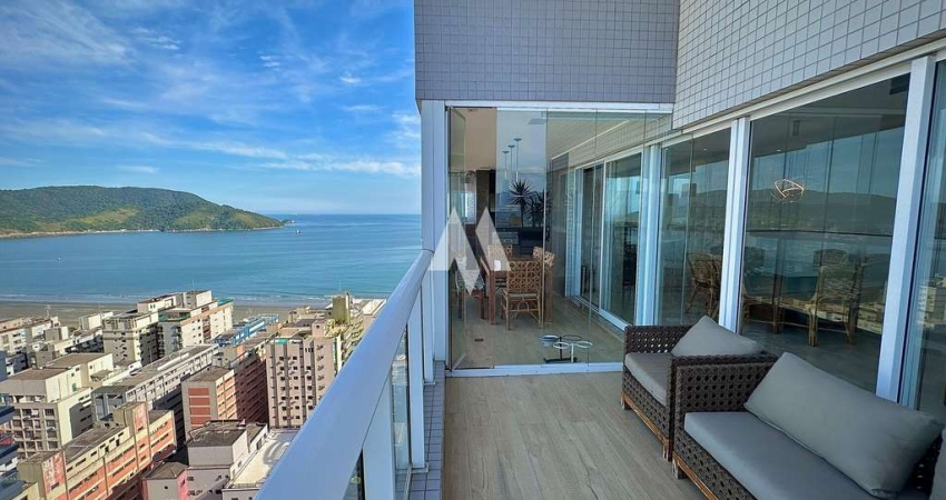 Apartamento Duplex Alto Padrão vista mar mobilado para alugar na quadra da praia no Embaré - Santos/SP