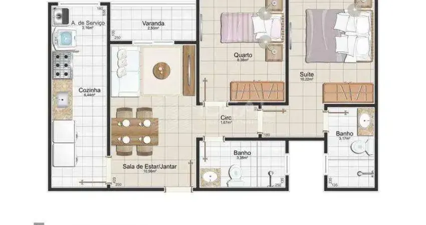 Apartamento com 2 quartos à venda na Rua Cardoso Moreira, Parque Turf Club, Campos dos Goytacazes