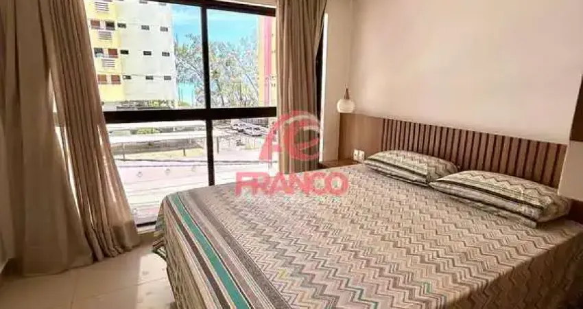 Ótima oportunidade de locação anual em ponta negra - flat com varanda, vista mar e completamente mo