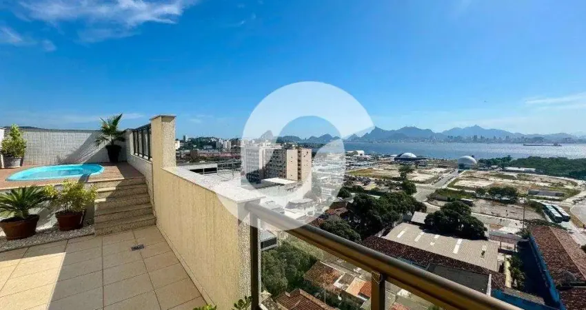 Cobertura para venda em niterói, centro, 3 dormitórios, 1 suíte, 2 banheiros, 1 vaga