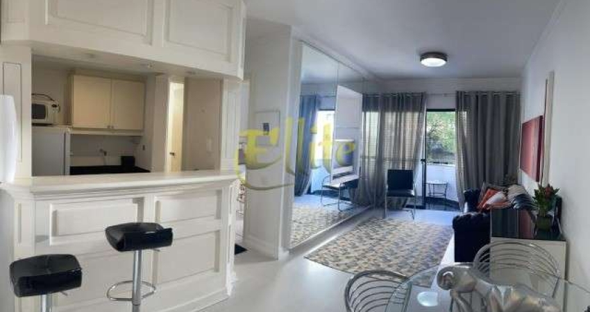 Apartamento para locação no Itaim Bibi, São Paulo-SP: 1 quarto, 1 sala, 1 banheiro, 1 vaga de garagem, 45m² de área!