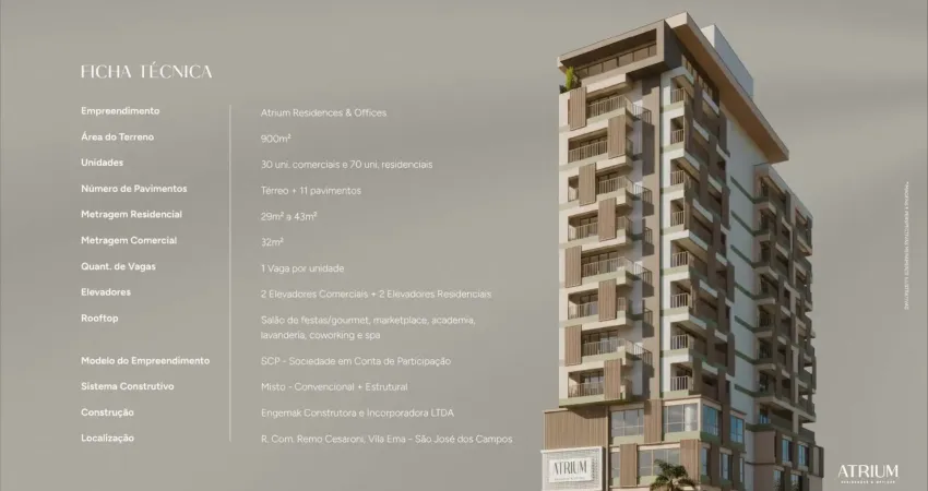 Studios na vila ema - são josé dos campos - 29 m2 - cotas de participação