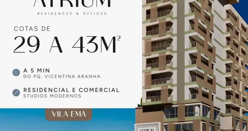 Atrium - cotas de participação - vila ema - oportunidade - studio de 29 m2