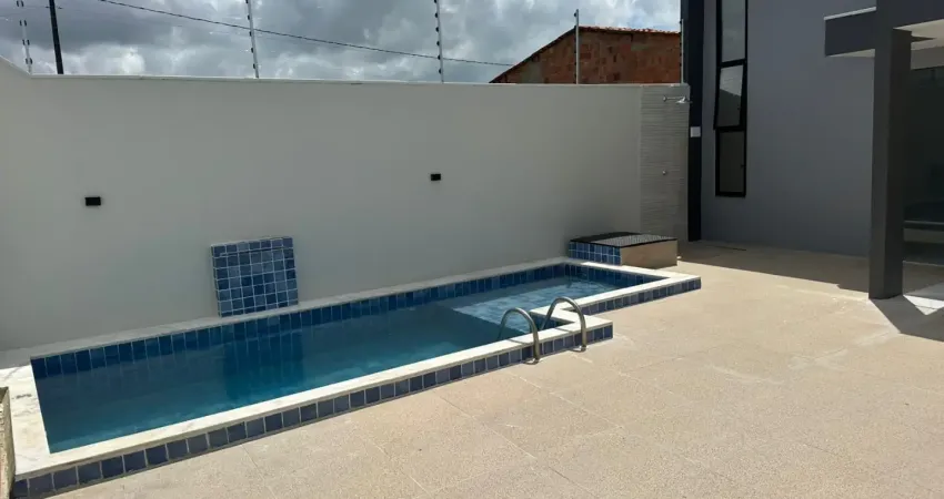 Casa com piscina em são miguel dos campos no bairro buriti 320 mil  3/4 cedo um suíte  banheiro  garagem  serviço  cozinha  sala  área de ventilação  piscina com chuveirão