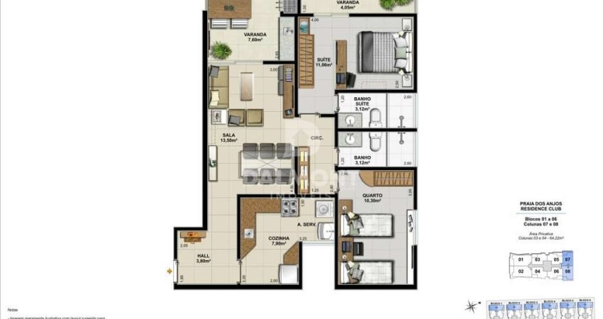 Praia dos Anjos - Arraial do Cabo - 2 qts - 64,22m² - garagem - 660 mil