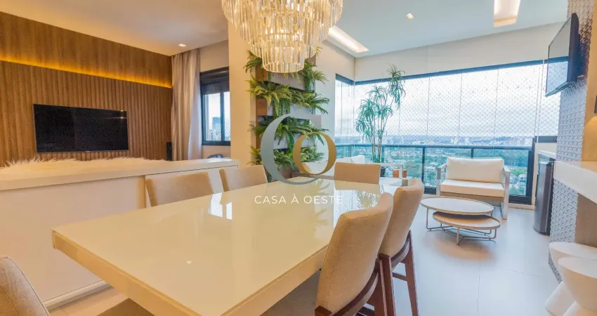 Apartamento com 112m2 mobiliado sala aplicada e varanda gourme