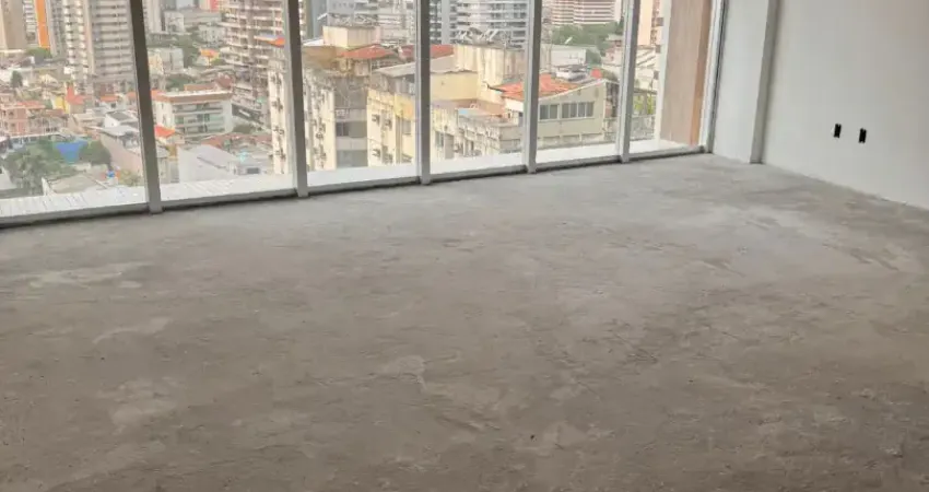 Sala comercial, andar alto, nascente, com aproximadamente 37 metros quadrados.