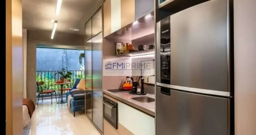 Apartamento studio em pinheiros sacada fechada com vidros.