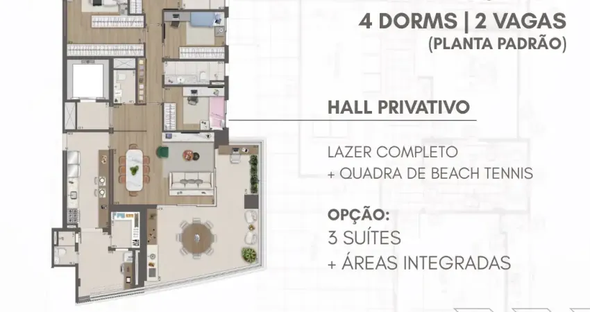 Seu lar de 189 m² com 4 dorms e 2 vagas n ojardim das perdizes. hall privativo e lazer extraordinário.
