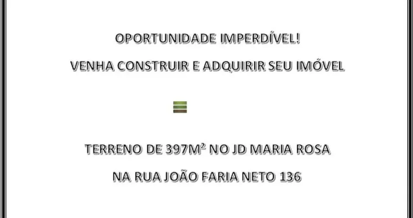 Terreno à venda na Rua João Faria Leite, 01, Jardim Maria Rosa, Taboão da Serra