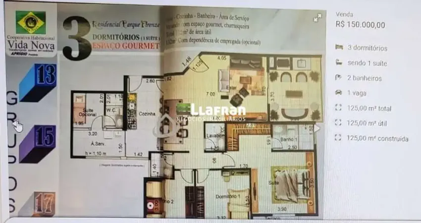 Apartamento com 3 quartos à venda na Estrada da Cooperativa, Embu-Mirim, Embu das Artes