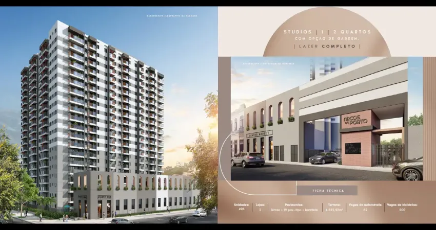 Apartamentos à venda com opção de studio, 1 e 2 quartos com opção de garden e lazer completo. conheça o arcos do porto!