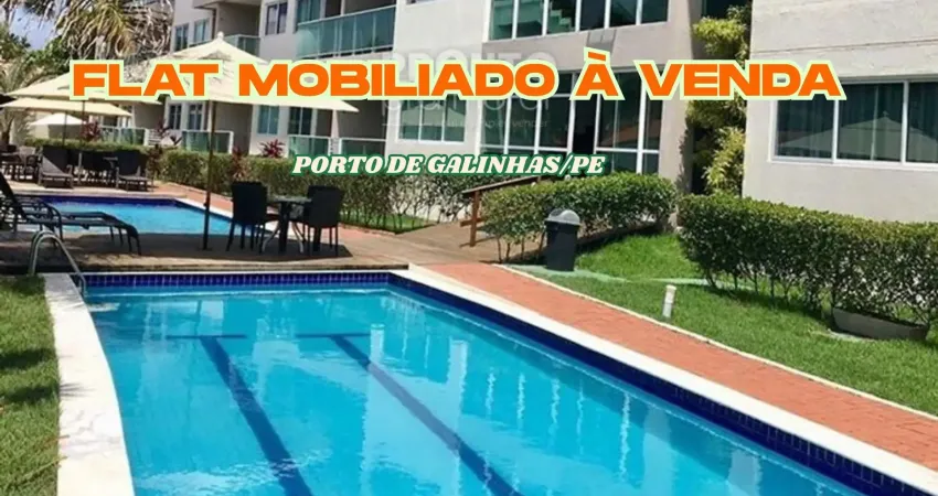 Flat mobiliado á venda em porto de galinhas/pe | 1 quarto | 1 wc | 1 vaga | 40m²