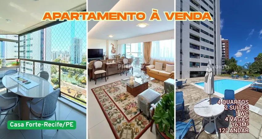 Apartamento à venda em casa forte-recife/pe | 4 quartos | 2 suites | 1 wc | 4 vagas | 163m²