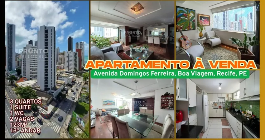 Apartamento à venda naav. domingos ferreira-boa viagem-recife/pe | 3 quartos | 1 suite | 2 wc | 2 vagas | 123m²
