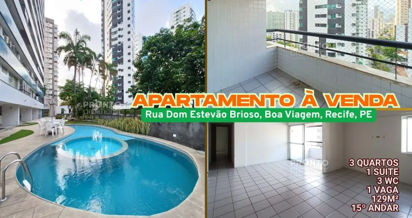 Apartamento à venda em boa viagem-recife/pe | 3 quartos | 1 suite | 3 wc | 1 vaga | 129m²