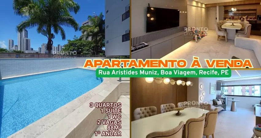 Apartamento à venda em boa viagem-recife/pe | 3 quartos | 1 suite | 1 wc | 2 vagas | 88m²