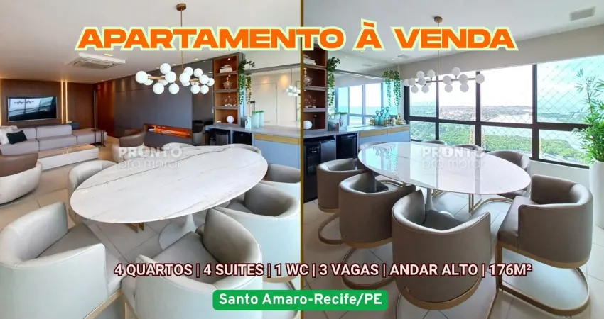 Apartamento à venda em santo amaro-recife/pe | 4 quartos sendo 4 suites | 1 wc | 3  vagas | 176m²