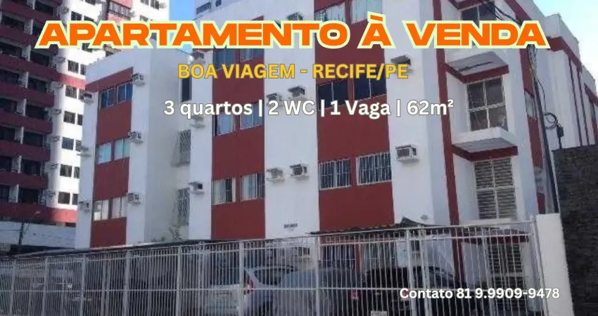 Apartamento à venda em boa viagem-recife | 3 quartos | 2 wc | 1 vaga | 62m²
