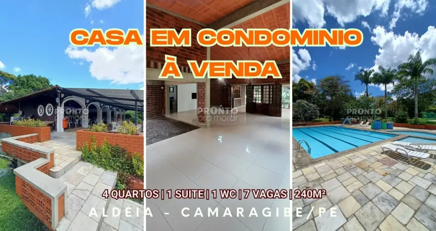 Casa em condominio á venda em aldeia-camaragibe/pe | 4 quartos sendo 1 suite | 1 wc | 7 vagas |
