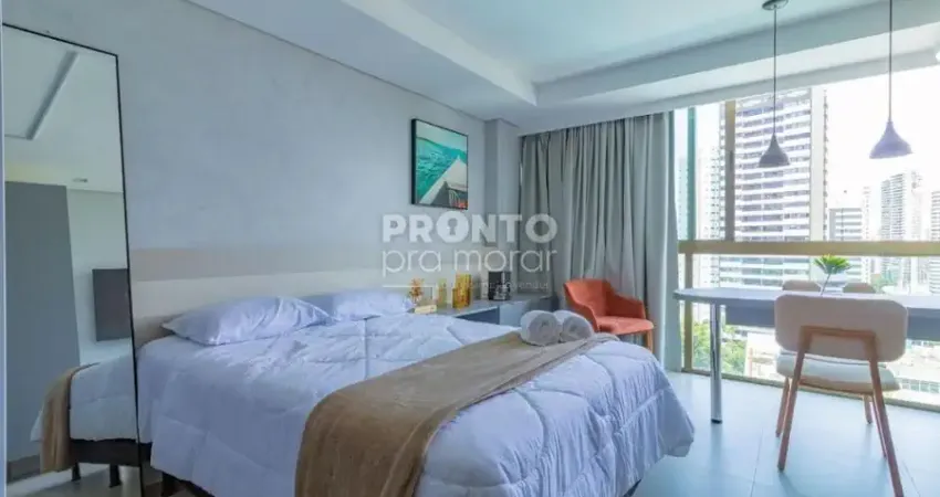 Excelente flat mobiliado com 25,00m² de área útil, localizado no bairro boa viagem!