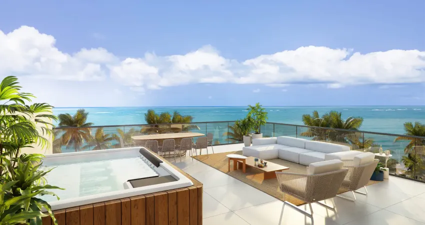 Cobertura vista mar com 06 quartos na praia dos carneiros - rota due caribe brasileiro