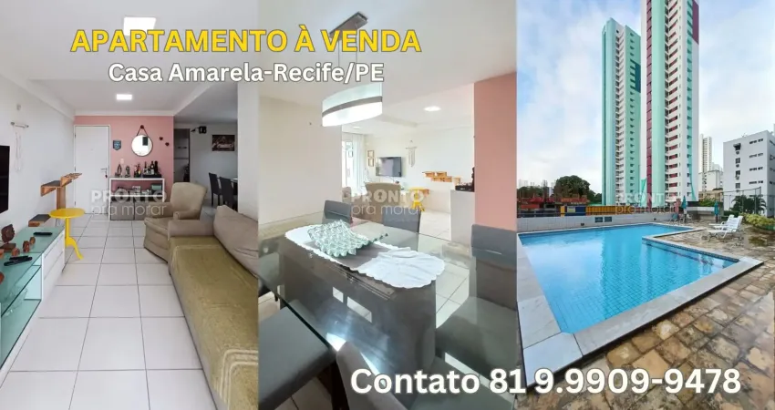 Apartamento à venda em casa amarela-recife/pe | 3 quartos sendo 1 suite | 1 wc | 1 vaga| 86m²