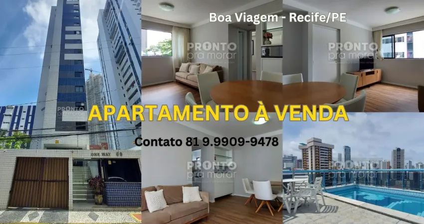 Apartamento mobiliado à venda em boa viagem-recife/pe 1 quarto 1 suite 1 wc 1 vaga 43m²