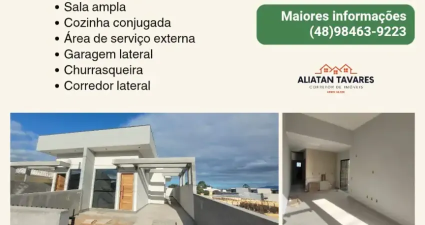 Linda casa com dois quartos, sendo uma suíte, área externa com churrasqueira , pergolado e passagem lateral. casa geminada - r$ 430 mil loteamento alta vista em são josé ️ 2 dormitórios (1 suíte) ️