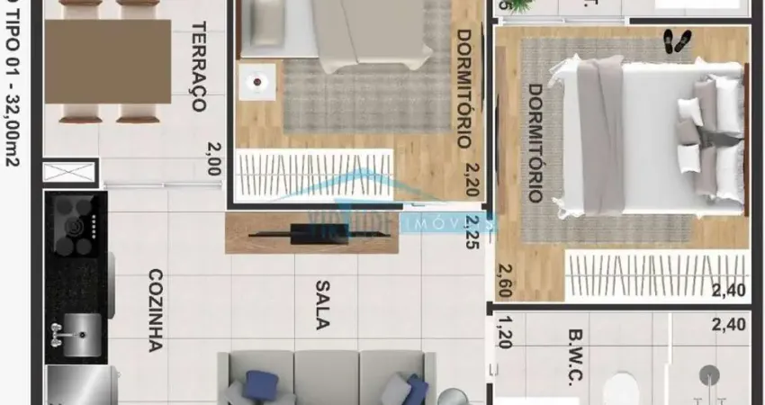 Apartamento em condomínio para venda no bairro vila guilhermina, 2 dorm, 33 m