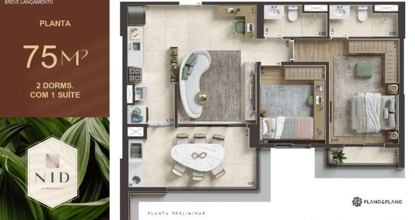 Apartamento com 2 dormitórios à venda, 75 m² por R$ 820.000,00 - Tamboré - Barueri/SP