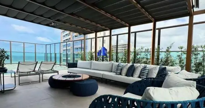 Apartamento cobertura à venda d'azur jaguaribe r$ 6.900.000,00 decorado, vista mar, piscina, área gourmet, 4 suítes, suíte máster com hidro e closet