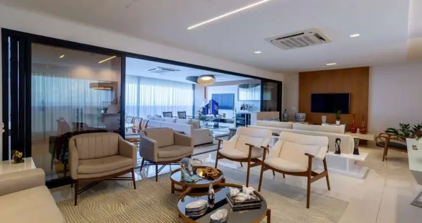 Apartamento à venda orizon r$ 5.900.000,00 vista mar, 3 suítes, suíte máster ampliada com varanda e closet, 5 vagas, varanda gourmet, mobiliado, 338m²