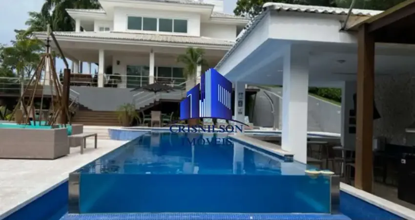 Casa à venda em alphaville litoral norte i r$ 3.400.000,00, decorada, alto padrão, 5 suítes, gabinete, piscina grande com borda infinita, varandas, área gourmet