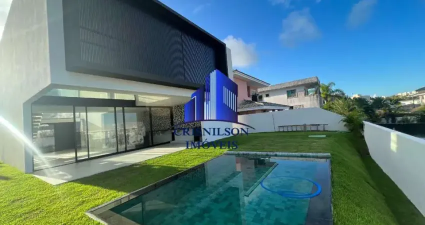 Casa à venda em alphaville litoral norte i, nova, r$ 2.950.000,00, energia fotovoltaica, 4 suítes, piscina grande, projeto moderno