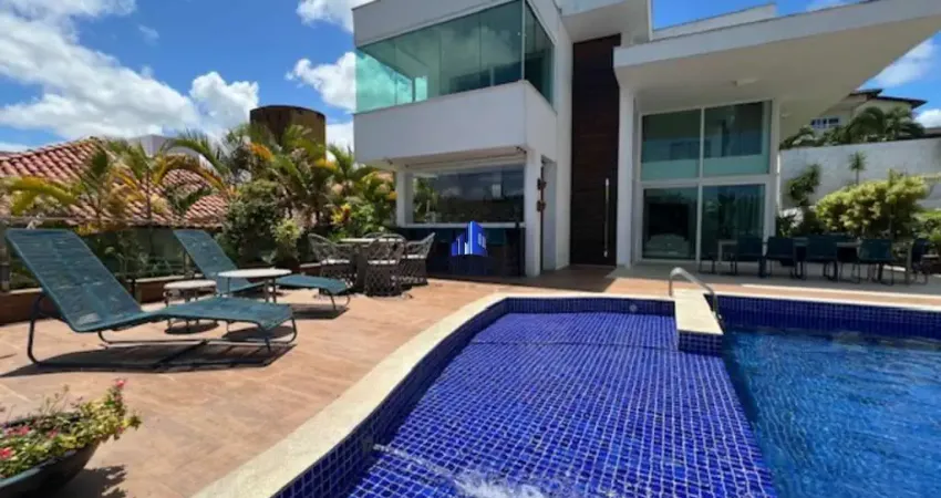 Casa à venda alphaville salvador ii r$ 4.200.000,00, piscina com área gourmet, sala ampla, 4 suítes, suíte máster com hidro e closet, varandas
