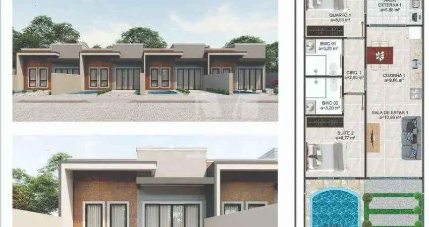 CASAS NOVAS 2 QUARTOS SUÍTE PISCINA E TERRENO BALNEÁRIO SANTA TEREZINHA