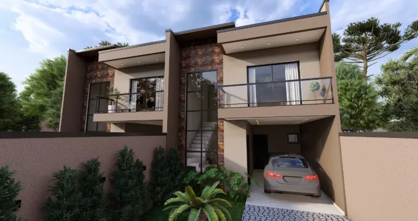 Sobrado duplex em pinhais – 3 suítes, jardim amplo e 3 vagas de garagem