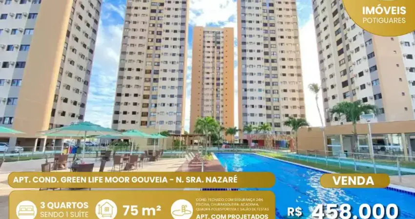 Apartamento à venda, 3 quartos, 1 suíte, 2 vagas, nossa senhora de nazaré - natal/rn
