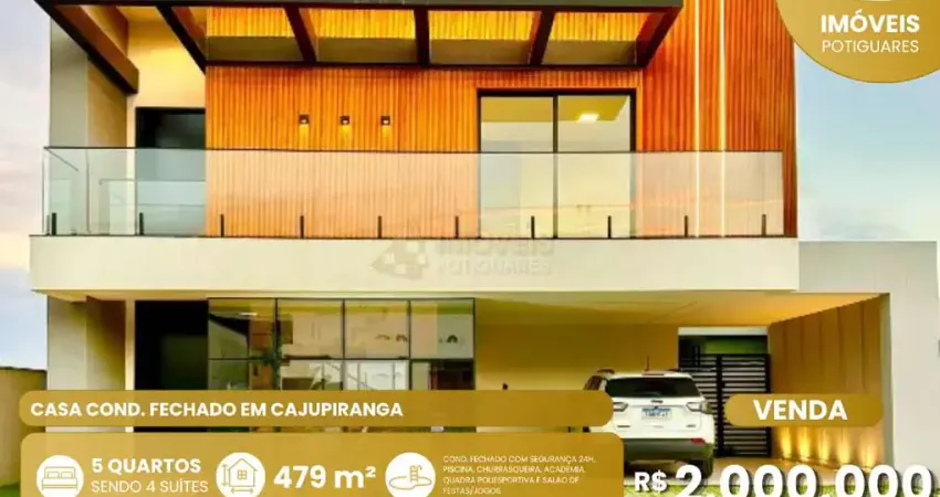 Casa à venda, 5 quartos, 4 suítes, 3 vagas, cajupiranga - parnamirim/rn