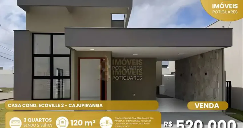 Casa à venda, 3 quartos, 2 suítes, 2 vagas, cajupiranga - parnamirim/rn