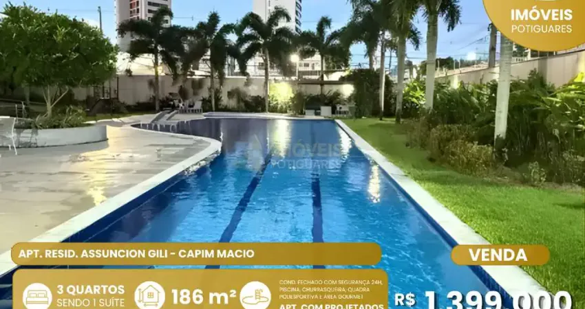 Apartamento à venda, 3 quartos, 1 suíte, 1 vaga, capim macio - natal/rn