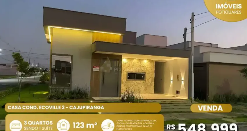 Casa à venda, 3 quartos, 1 suíte, 2 vagas, cajupiranga - parnamirim/rn