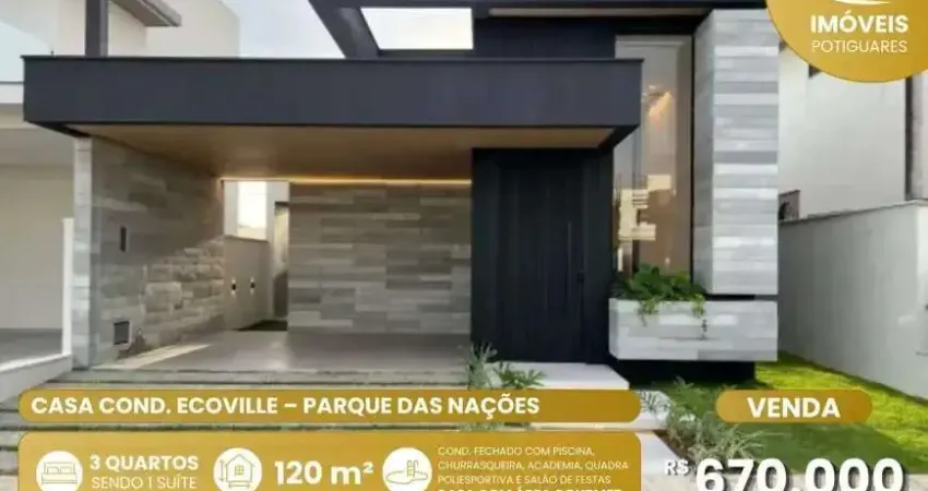 Casa à venda, 3 quartos, 1 suíte, 2 vagas, parque das nações - parnamirim/rn