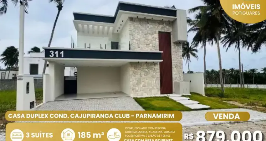 Casa à venda, 3 quartos, 3 suítes, 2 vagas, cajupiranga - parnamirim/rn