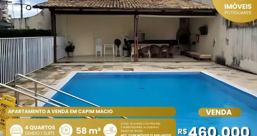 Apartamento à venda, 4 quartos, 2 suítes, 2 vagas, capim macio - natal/rn