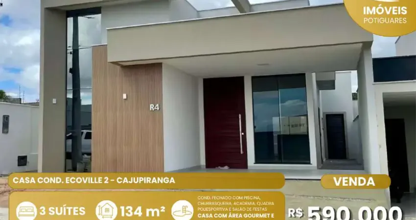 Casa à venda, 3 quartos, 3 suítes, 2 vagas, cajupiranga - parnamirim/rn