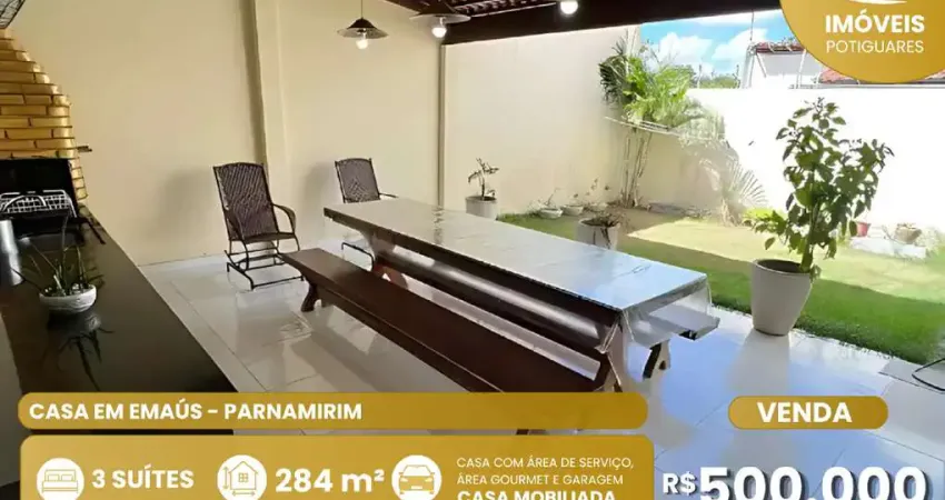Casa à venda, 3 quartos, 3 suítes, 2 vagas, emaús - parnamirim/rn
